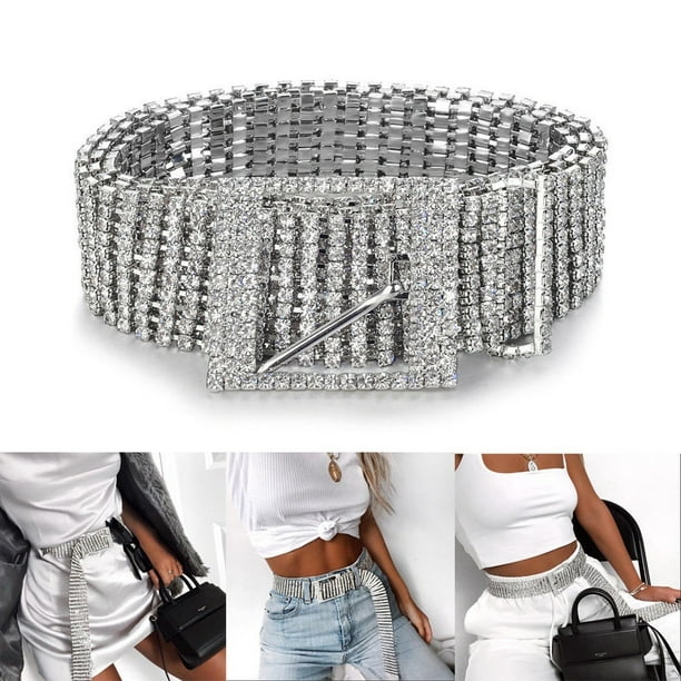 Womens Waist Chain Belts Ladies Diamante Rhinestone Body Charm Crystal Waistband